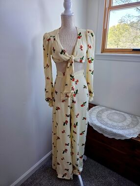 Vintage 1960s/70s Alfred Shaheen Jrs. Two Piece Set – Rare Rose Print